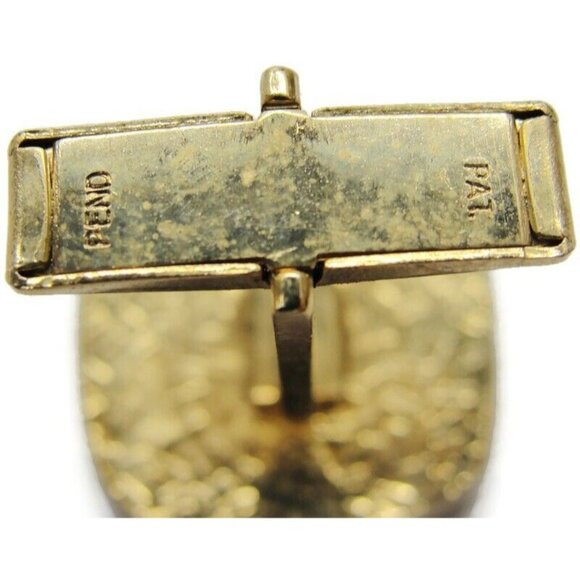 "N" Initial Cufflinks Set w Neck Tie Clip Pat No Black Gold Tone Tux Suit Vtg - Picture 5 of 7